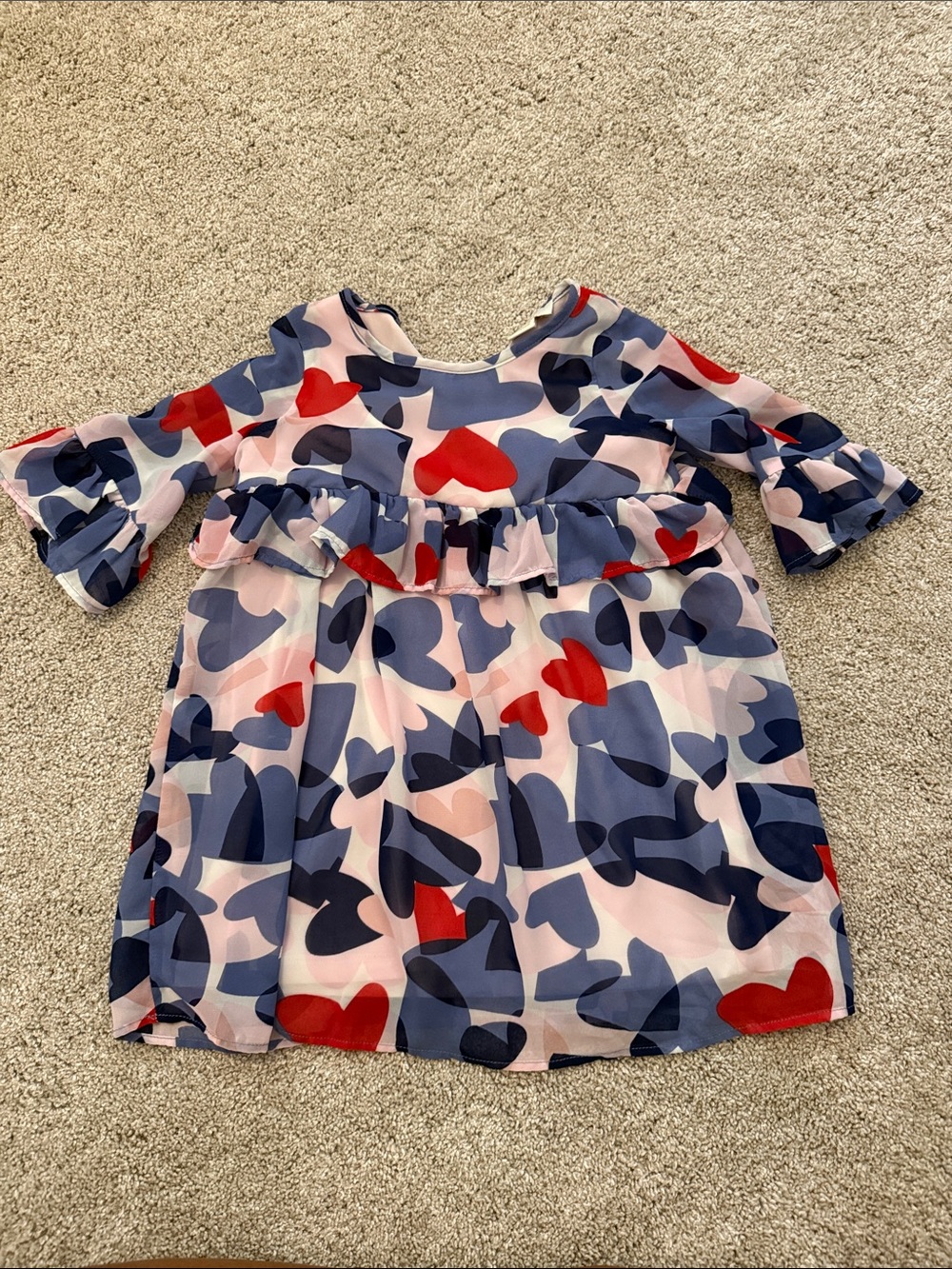 kate spade Girls Heart Ruffle Tunic - Pink, Navy & Red